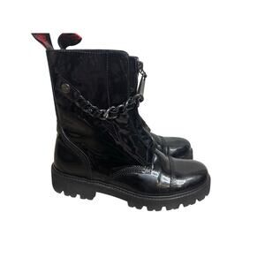Voltaire Black Patent Leather Combat Boots SZ 40 EU / 9–9.5 US